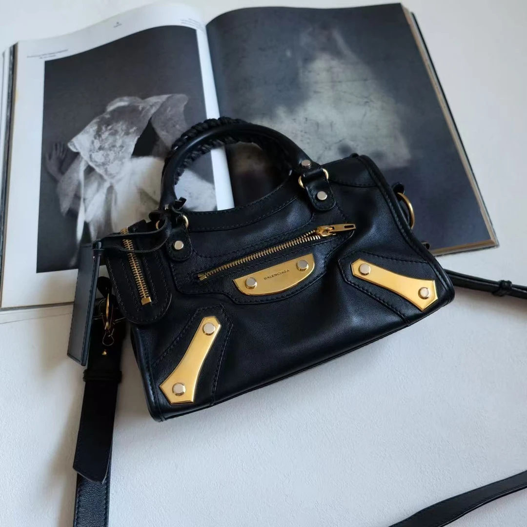 95新 Balenciaga/巴黎世家 辣辣/超酷近代孤品限量黑色机车包