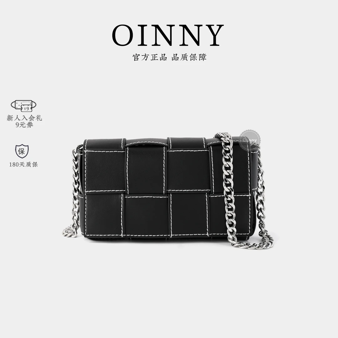 Oinny女士包包2023新款时尚简约单肩包斜挎包黑色小挎包女9967