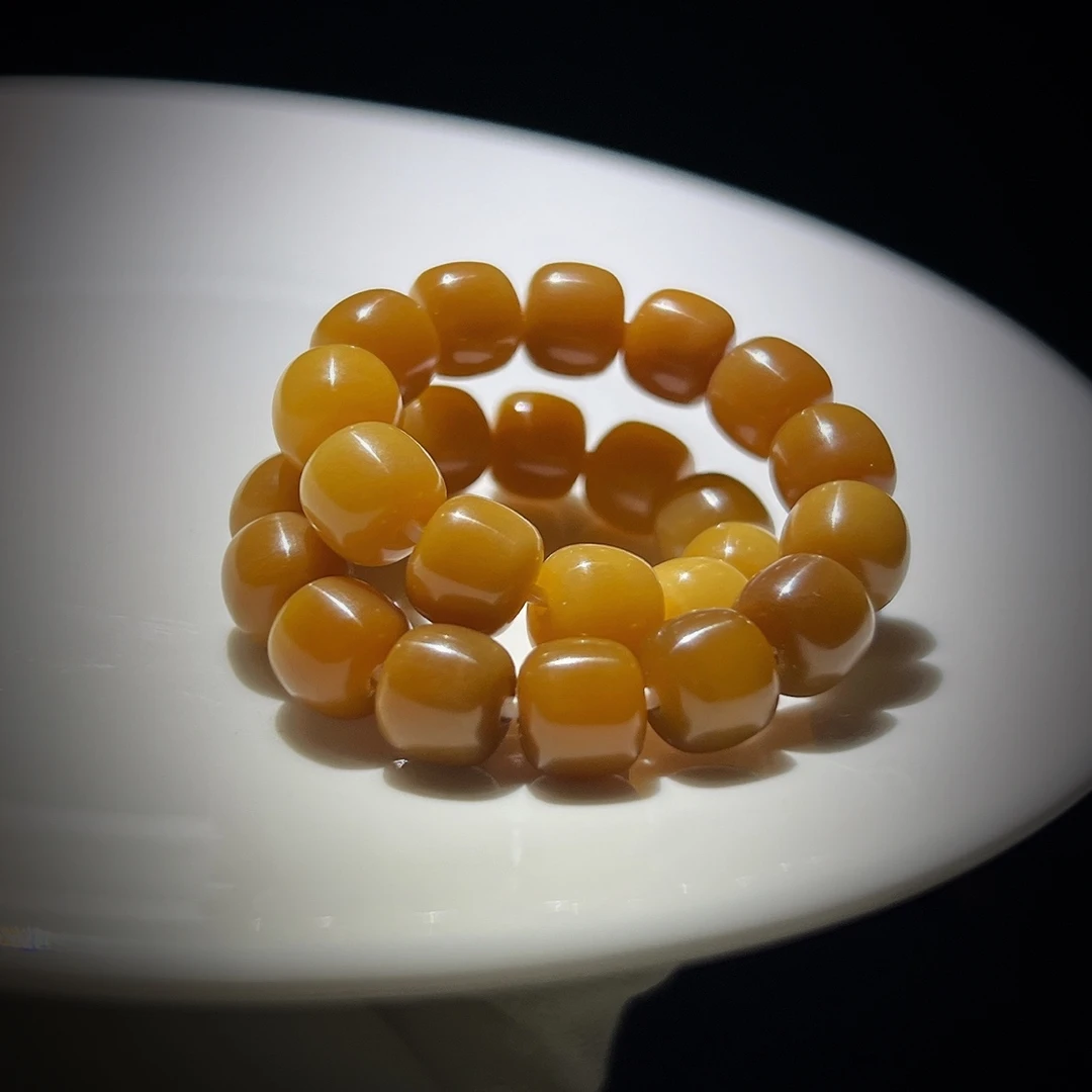 陈化老料焦糖渐变色菩提根手串 全品无杂裂 9mm 5次高抛 可绕指玩
