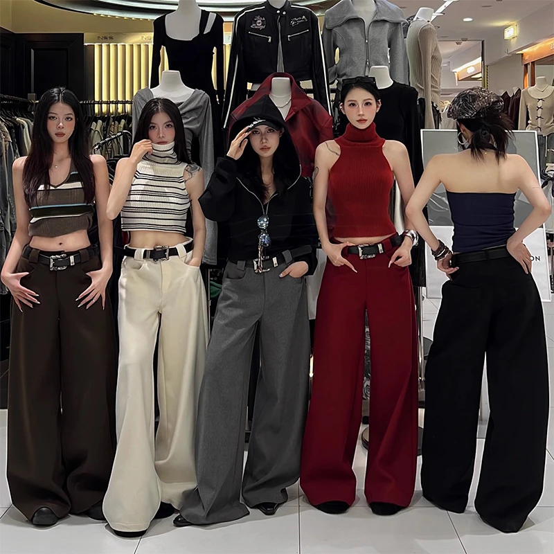 高级感西装弯刀阔腿裤女秋冬新款宽松高腰显瘦垂感休闲拖地裤长裤