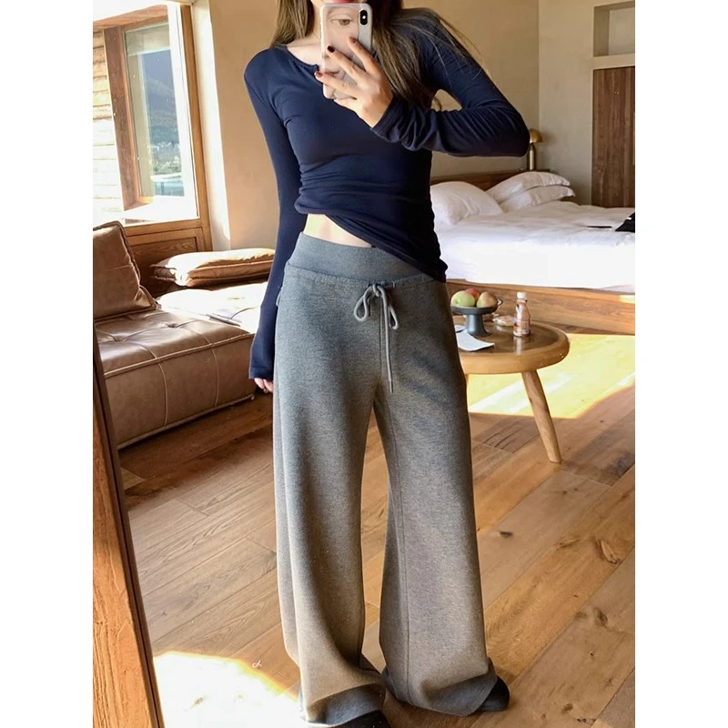 巨好穿慵懒云朵裤宽松阔腿裤女秋季新款垂感休闲卫裤高腰拖地长裤