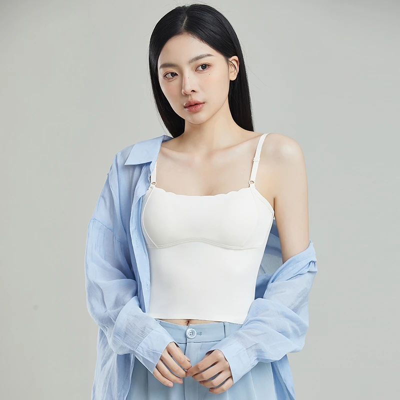 冰丝吊带小背心女内搭防走光带胸垫一体美背内衣文胸夏季打底外穿