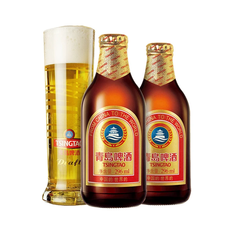 TSINGTAO/青岛啤酒小棕金296ml*24瓶11度麦香浓郁整箱 官仓直发