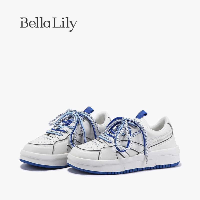BellaLily2023夏新款学院风时尚小白鞋女流行轻便板鞋显瘦休闲鞋