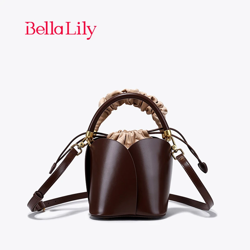 BellaLily2024春季新款高级感水桶包女通勤斜挎包菜篮子手提包潮