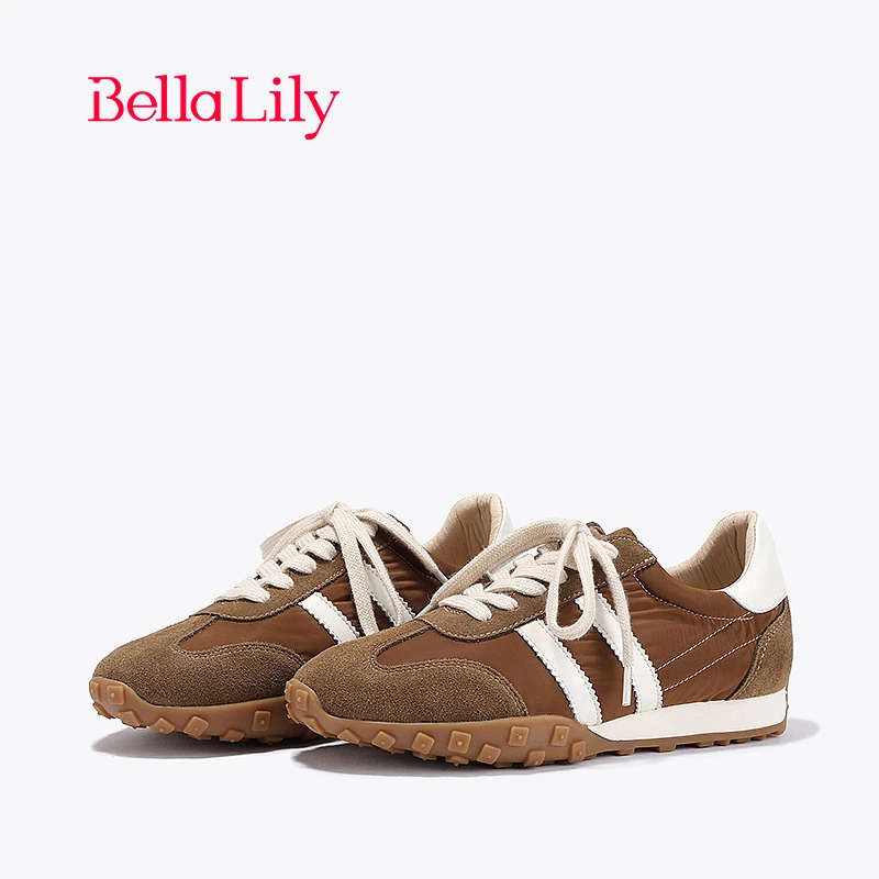 BellaLily2024春季新款平底休闲阿甘鞋女减龄运动鞋轻便老爹鞋子