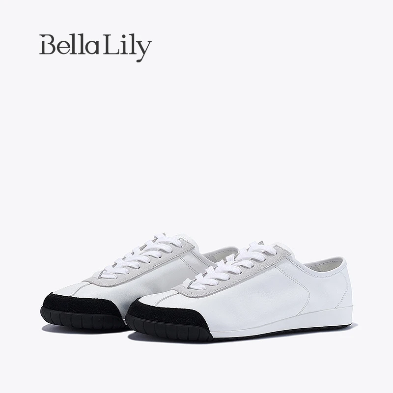 BellaLily2024秋季新款百搭德训鞋女撞色潮流小白鞋时尚小众板鞋