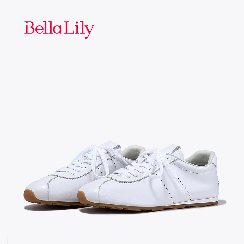 BellaLily春季新款低帮休闲小白鞋女学院风阿甘鞋耐磨平底鞋