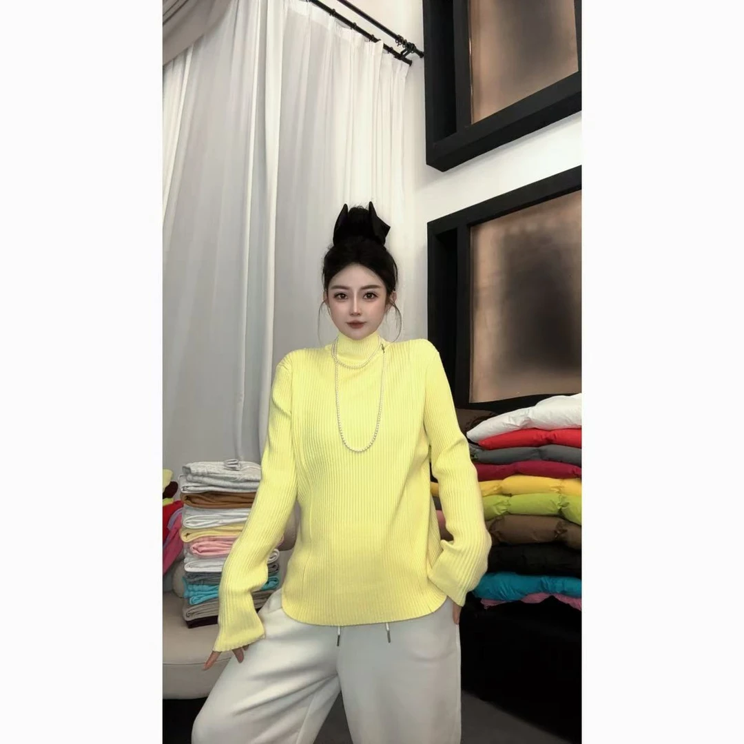 【大乐同款】小众简约净版修身显瘦立领针织打底衫