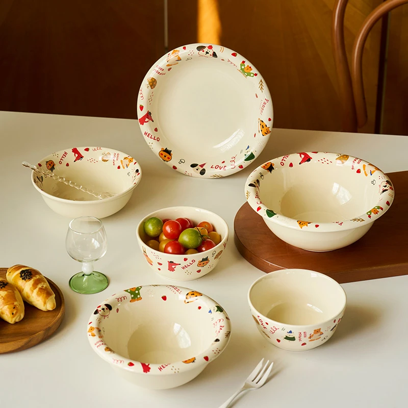 肆月霜夏可爱小碗家用陶瓷碗2025新款高颜值饭碗个人专用碗碟碗盘