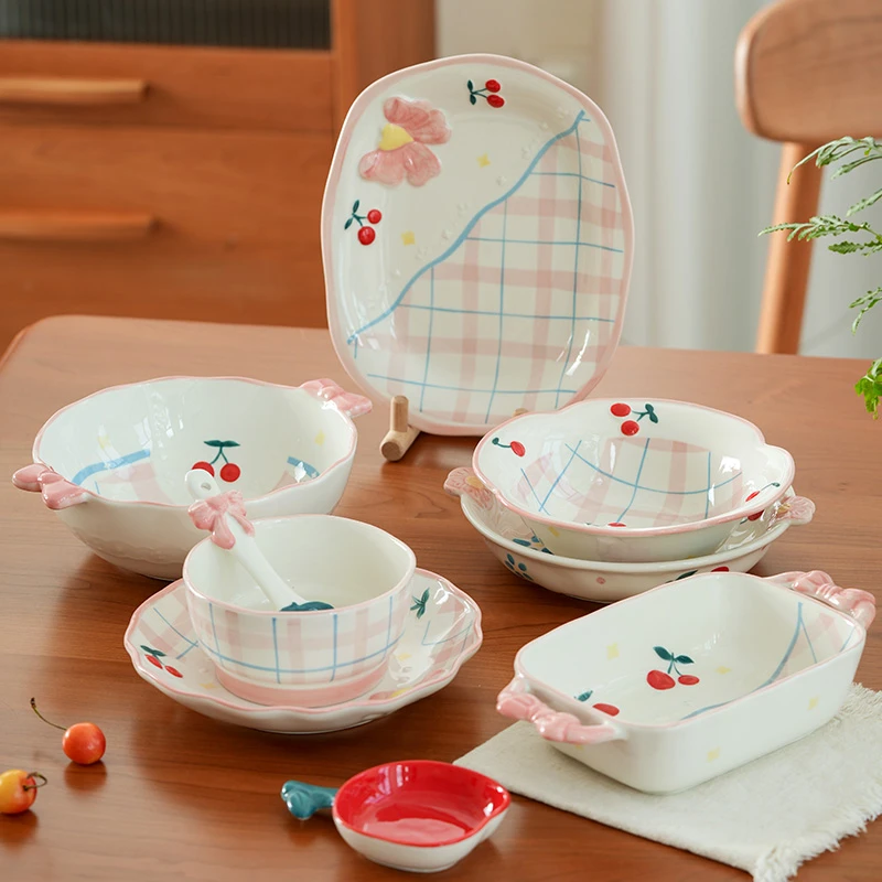 肆月红樱碗陶瓷釉下彩餐具特别好看的米饭碗2025新款小碗可爱精致