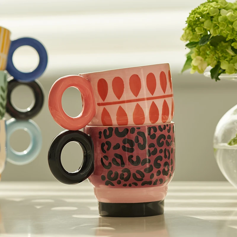 肆月惜萍创意田园风厚底马克杯小清新陶瓷水杯办公室下午茶咖啡杯