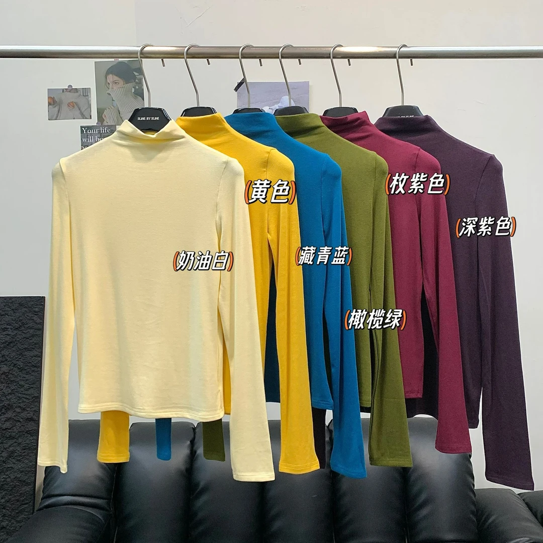 卡麦酱-SLINE 半高领羊毛打底上衣 60039