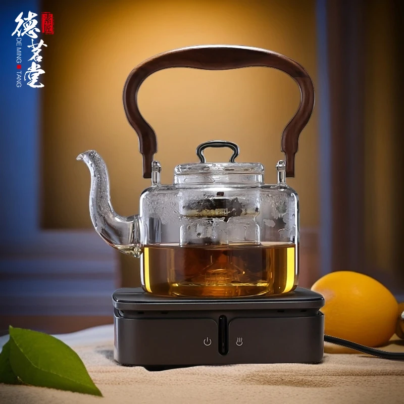德茗堂耐热玻璃云动提梁煮壶猫眼二代电陶炉泡茶壶围炉家用煮茶器