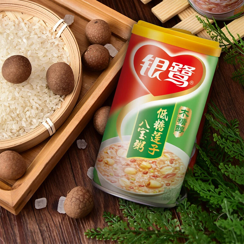 6月新货 银鹭低糖莲子八宝粥木糖醇代餐营养八宝粥360gx12罐整箱