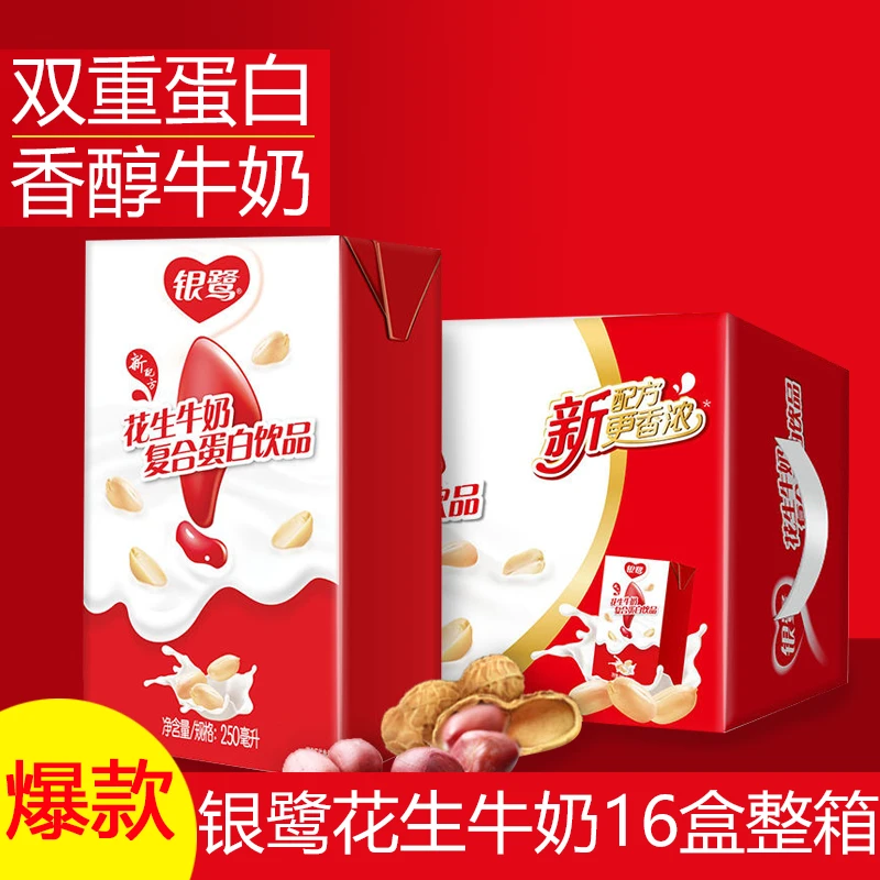 6月生产银鹭花生牛奶250ml×16盒复合蛋白饮料早餐健康美味中秋礼