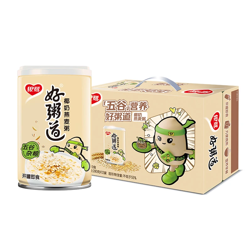 银鹭好粥道 椰奶燕麦粥280g*12罐早餐即食速食品五谷杂粮整箱装