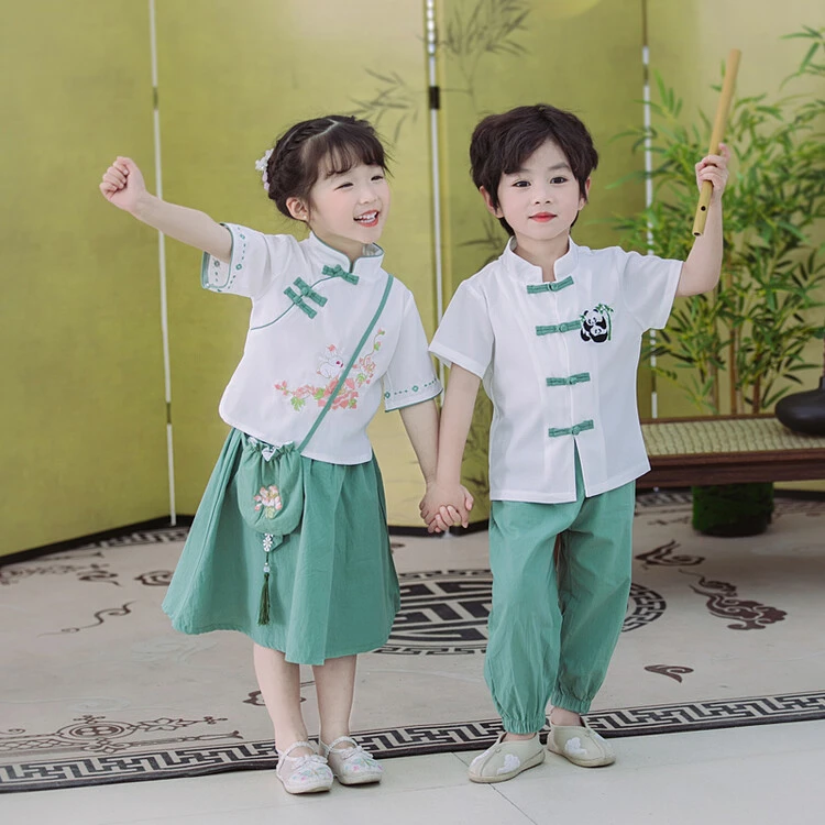 国风儿童民国男女童春夏款中国风超仙六一童装五四青年中山学生装