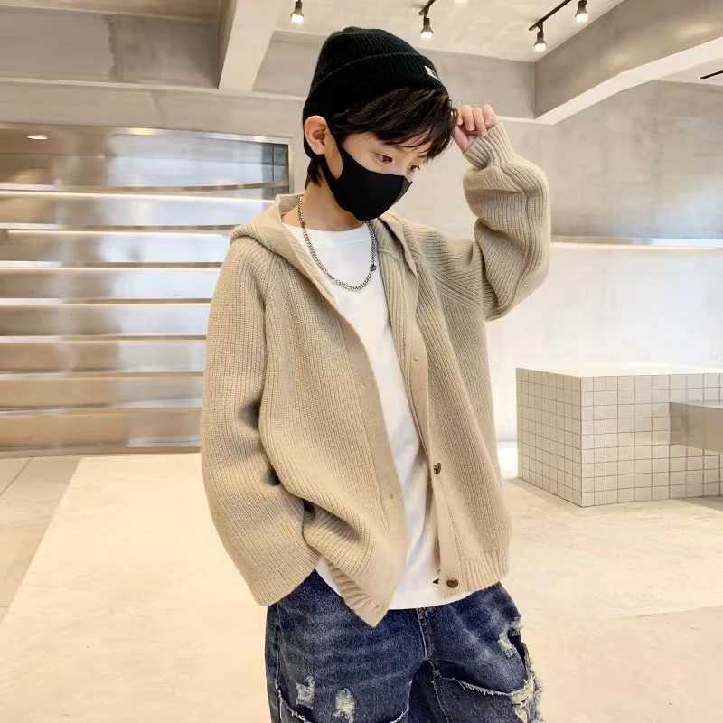 童装男童开衫毛衣2024新款春秋儿童针织衫外套中大童男孩连帽韩版