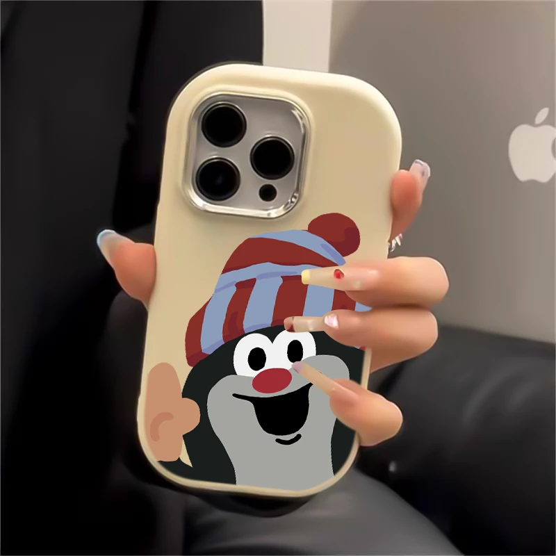 银镜小胖墩卡通鼹鼠适用苹果iPhone15手机壳情侣14/13防摔女12/11