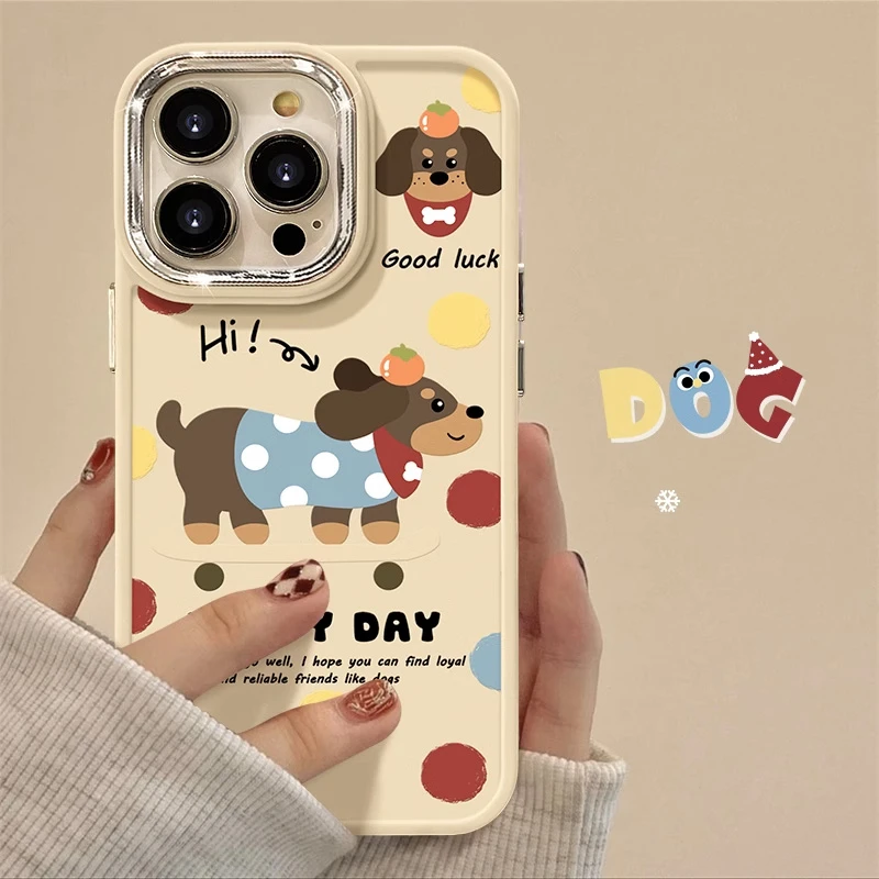 可爱波点小狗iphone14promax苹果13手机壳15pro小众12硅胶11软壳x