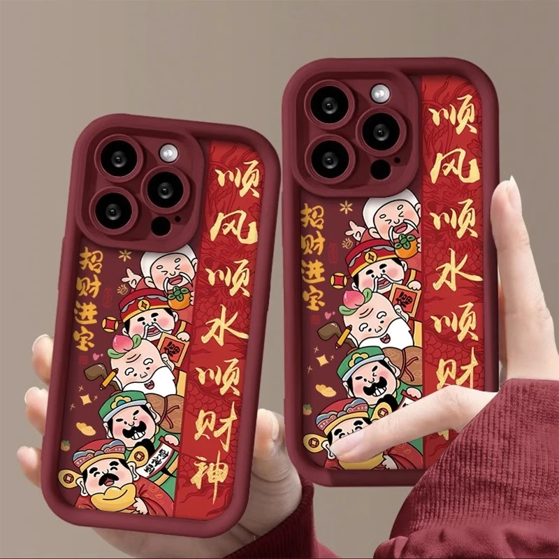 顺风顺水顺财神苹果15手机壳iPhone14plus/13promax/12/11女xr