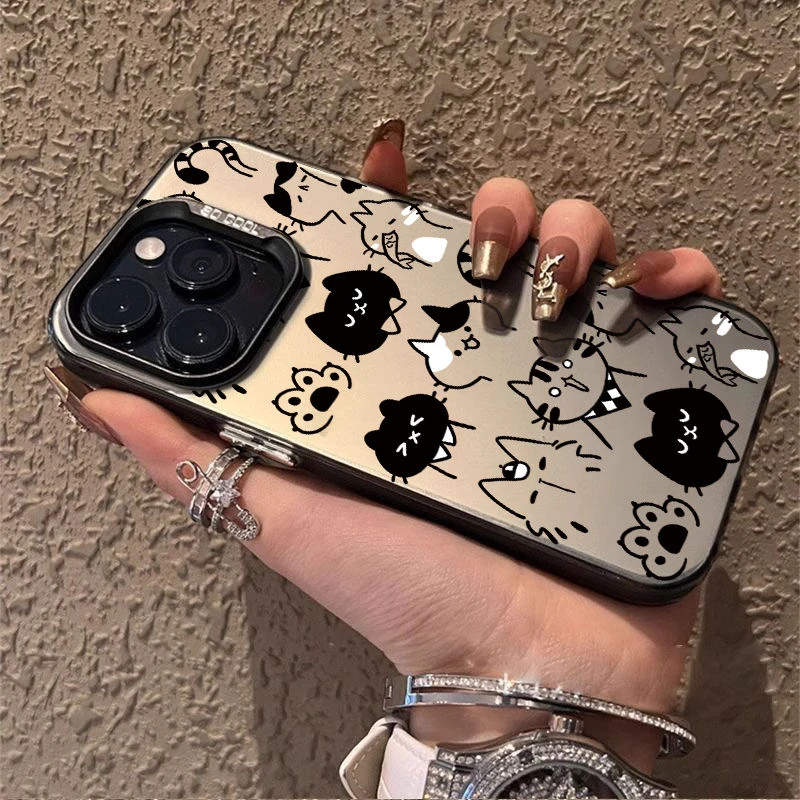 创意小黑猫iPhone14promax手机壳苹果15/13卡通12/11高级感防摔xs