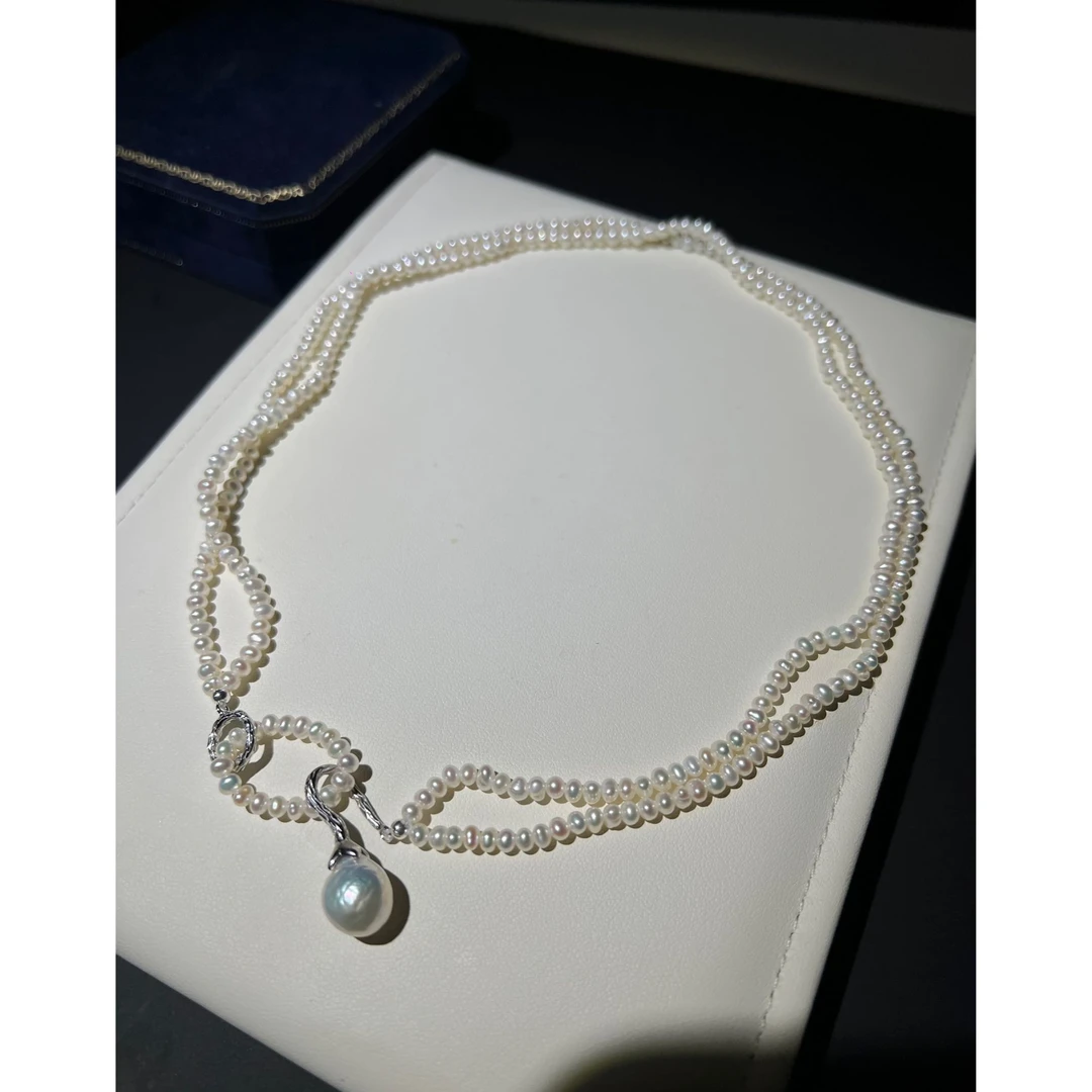 JUNMU多层淡水小珍珠项链百搭多戴颈链法式锁骨链多样性发货发一