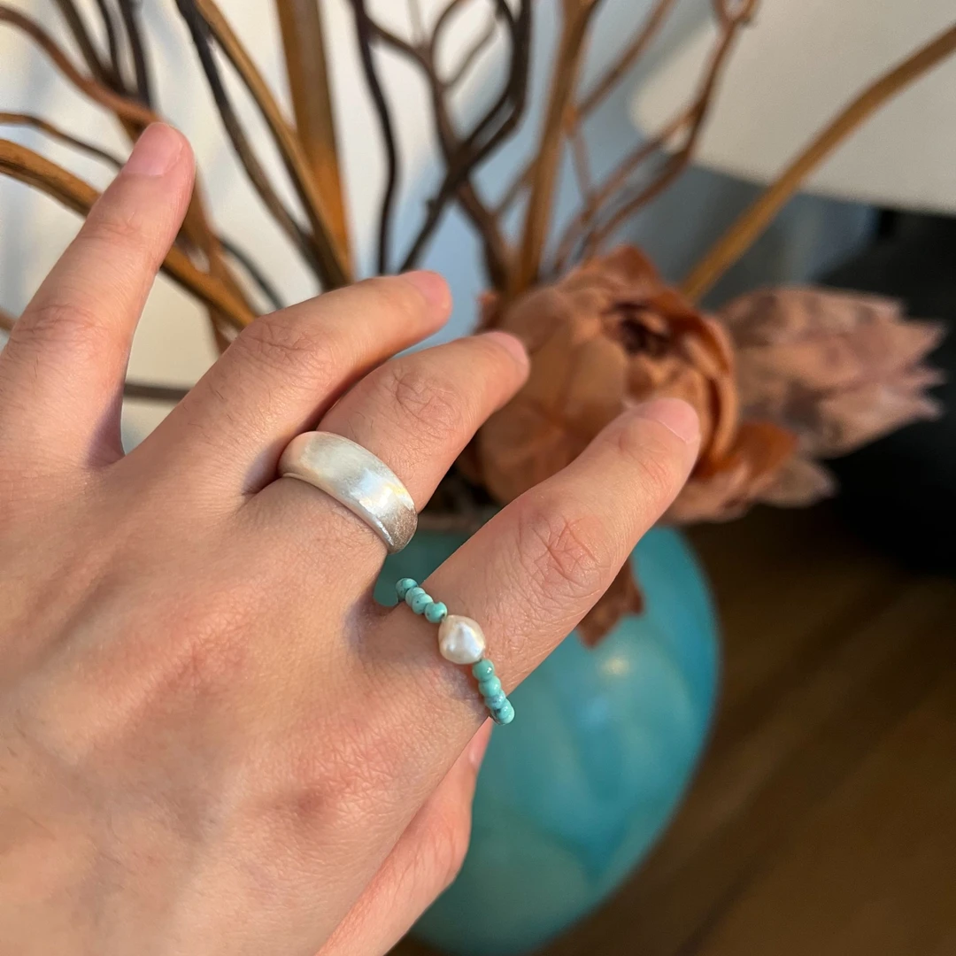 JUNMUS925银拉丝复古磨砂极简风高级感厚重戒指