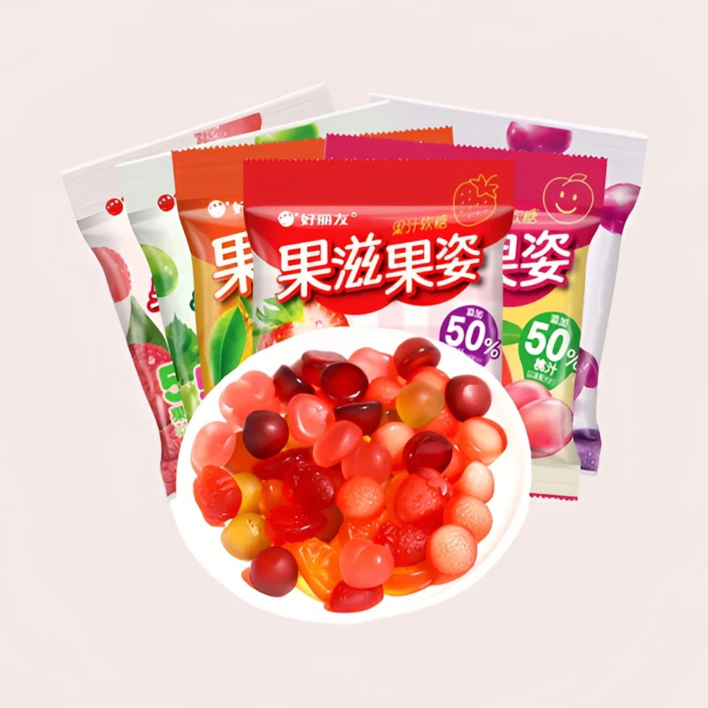 好丽友软糖剥皮儿童糖果果滋果心百香果夹心零食手剥皮爆浆果汁糖