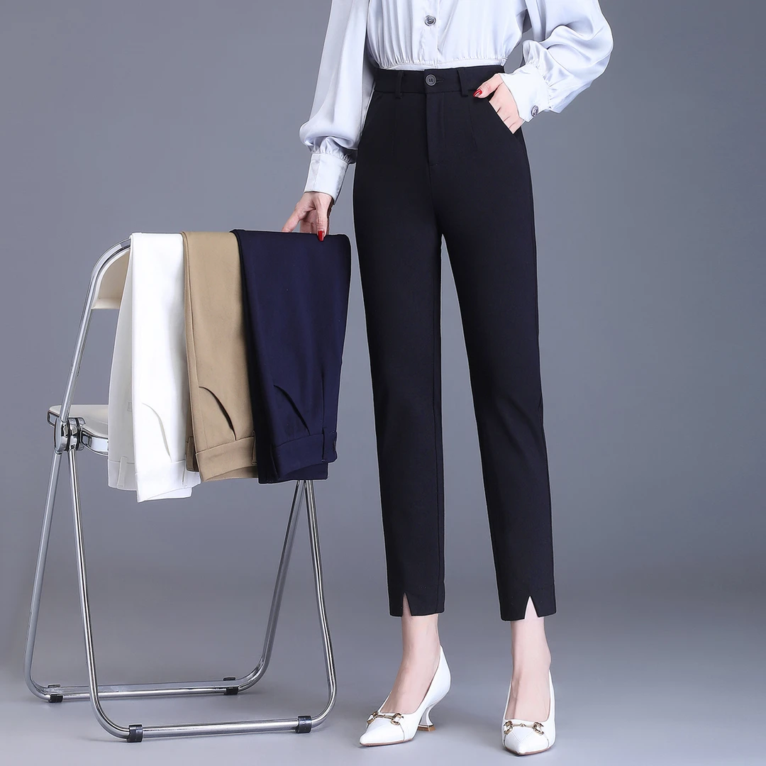2025哈伦九分裤显瘦百搭小脚直筒西装裤气质弹力高腰休闲裤子新款