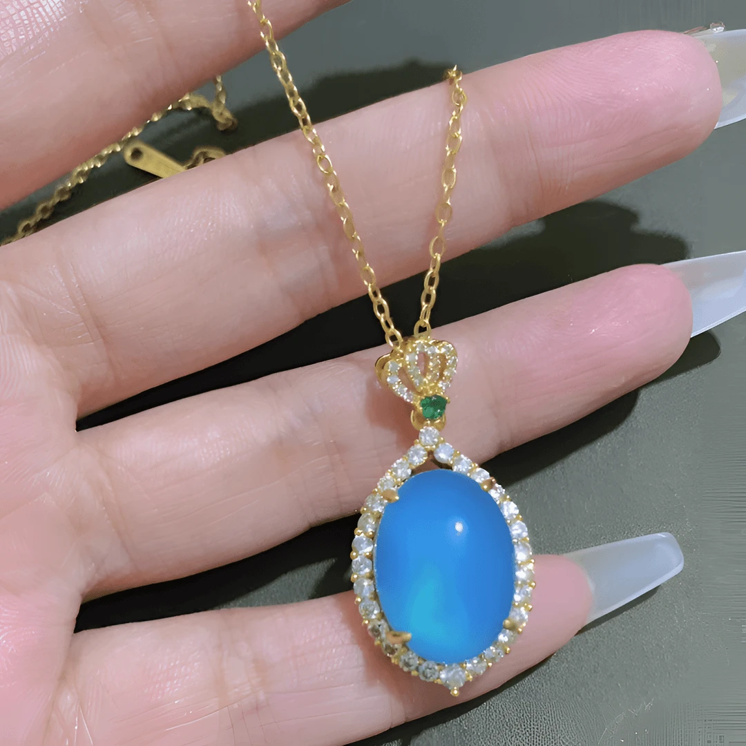 蓝色精灵轻奢时尚气质镶嵌精致项链