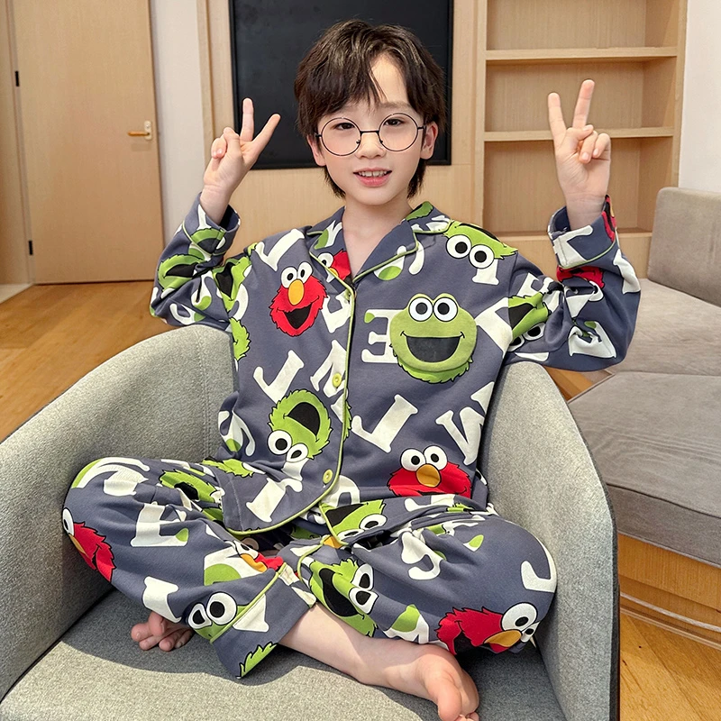 男童睡衣春秋季2024新款男孩纯棉长袖套装中大童青少年儿童家居服