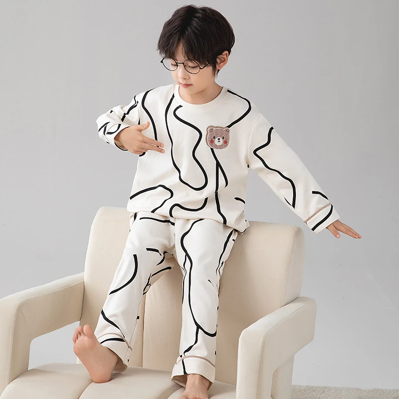 儿童睡衣长袖纯棉男童家居服春秋季男孩卡通宝宝春秋款中大童套装