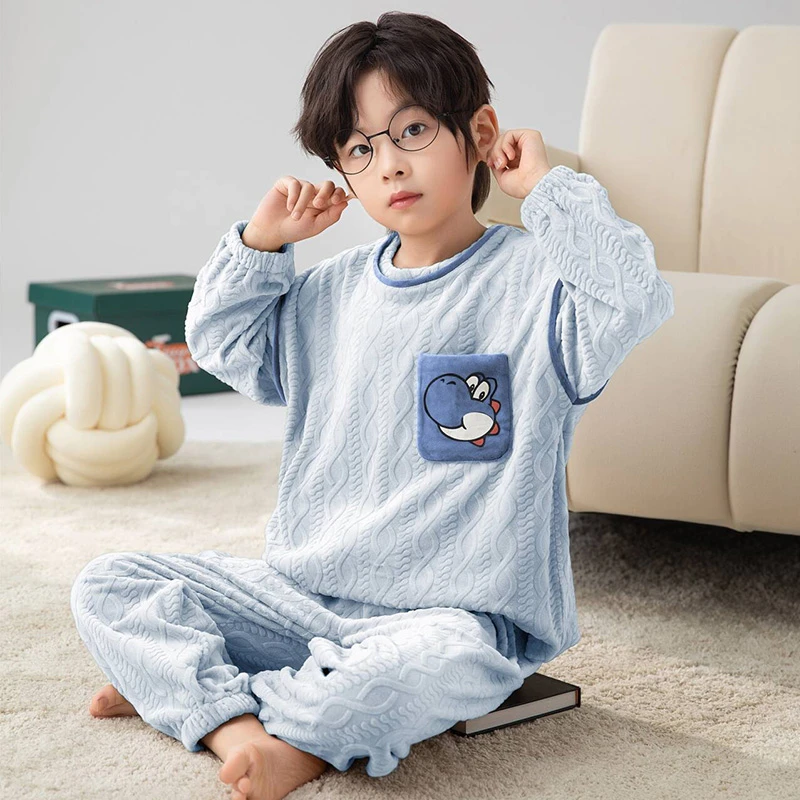 【加厚海岛绒】儿童睡衣秋冬2025新款加绒加厚卡通珊瑚绒男童家居服