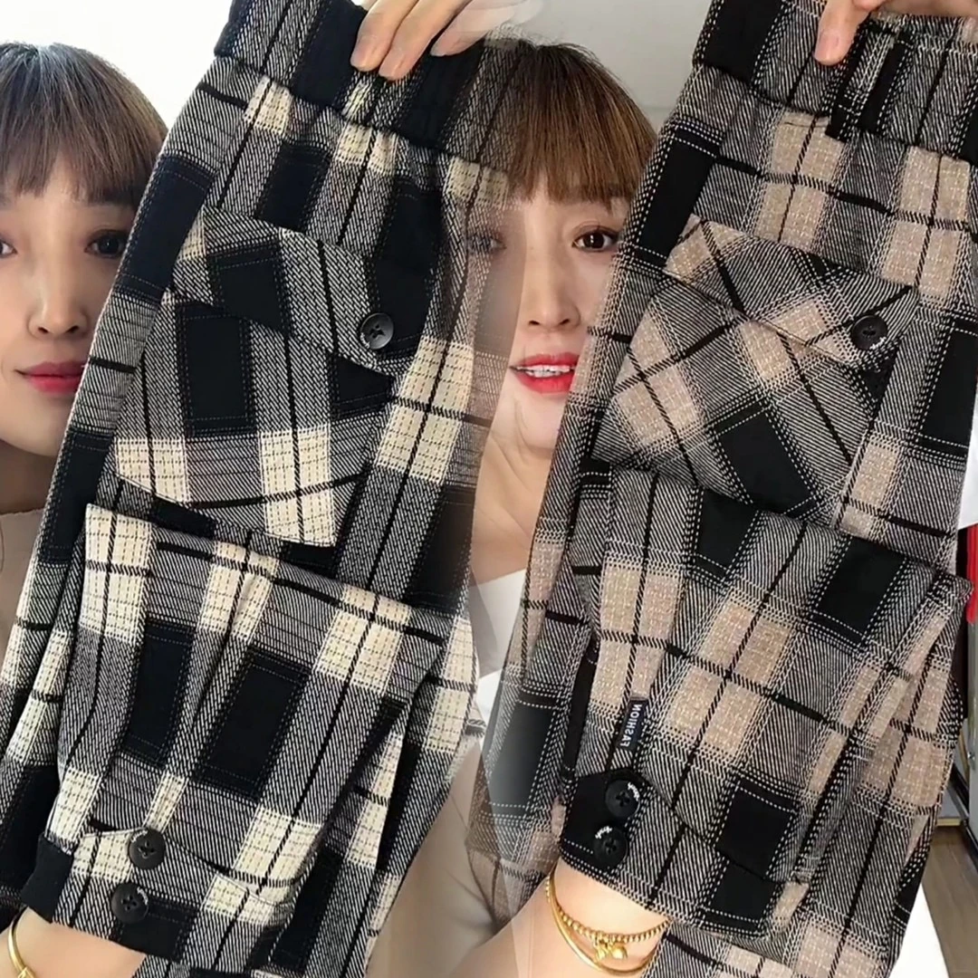 秋冬新款九分格子女裤