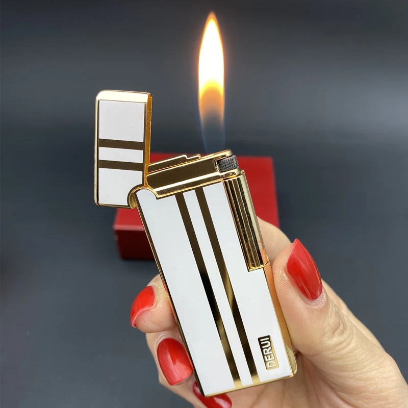 德瑞充气打火机侧滑轮窄款超薄砂轮式气体网红火机个性创意送礼潮