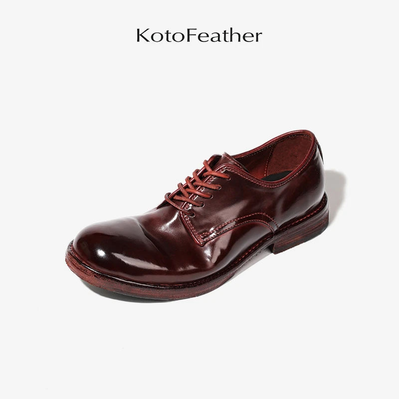 珡羽KotoFeather 马臀皮休闲男皮鞋低帮固特异Vibram耐磨德比鞋