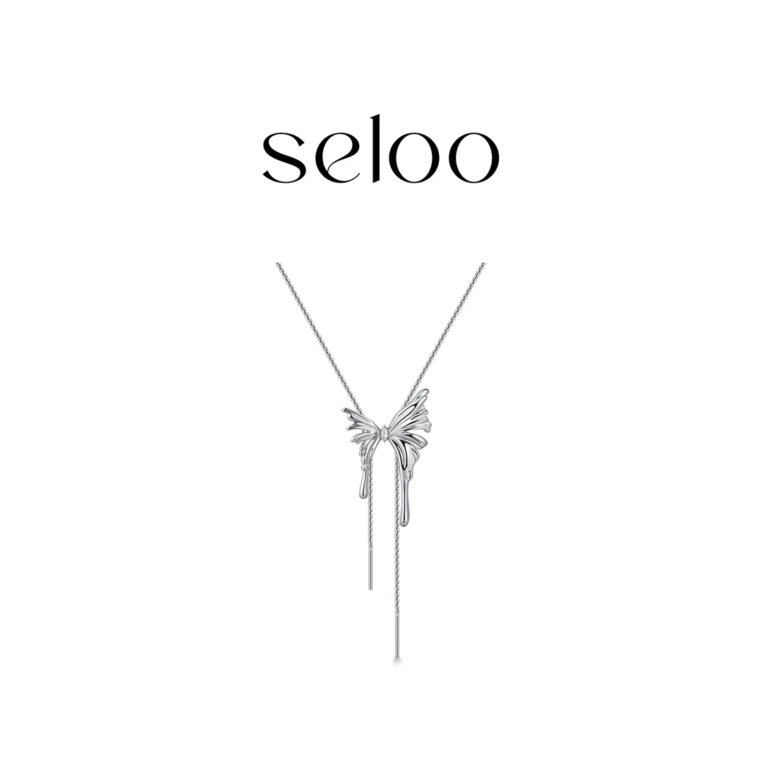 铜项链 【甜甜】 Seloo【流苏熔岩蝶项链】韩国小众时尚饰品SE405X615