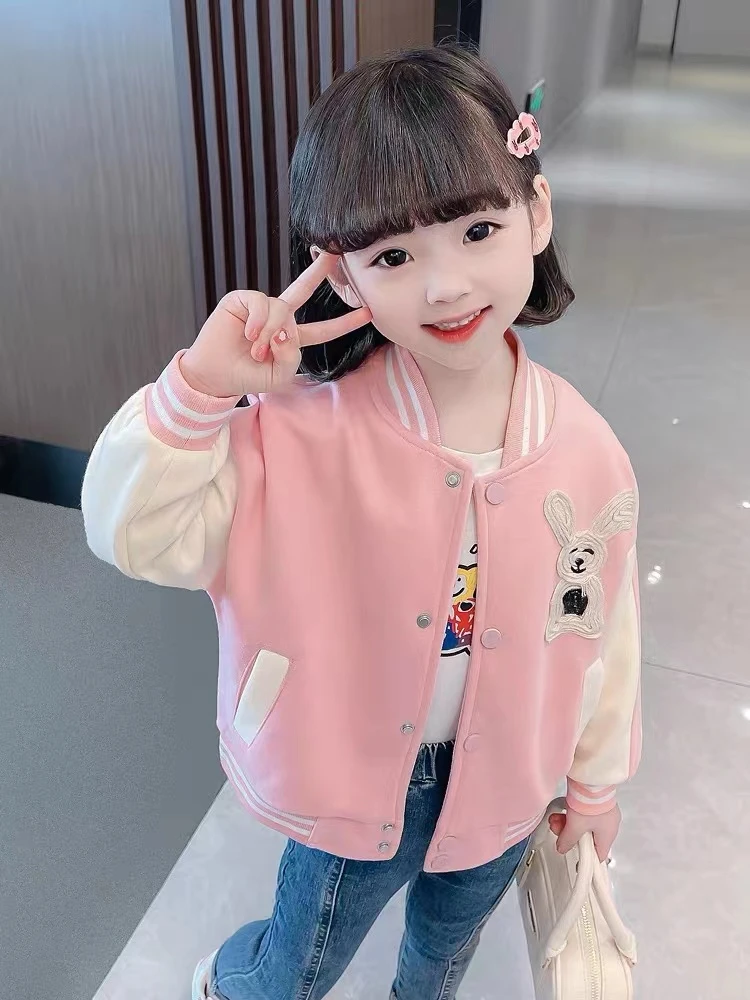 37085小女童春秋款外套棒球服儿童春款洋气夹克春装上衣服潮女宝