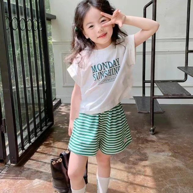 32029时尚女童夏季套装2024新款儿童洋气韩版宝宝夏装休闲套装