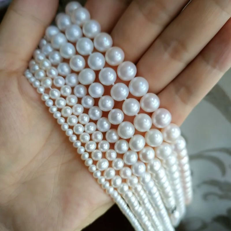 小珍珠3456789MM自然白淡水大珍珠项链裸珠链款式定做S925银扣子