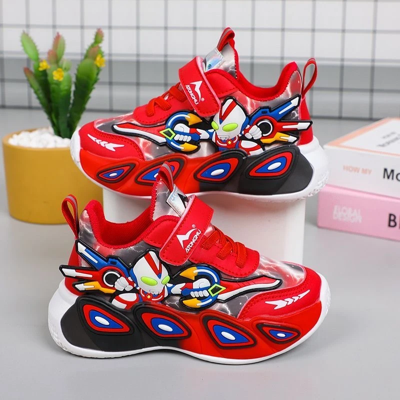 奥特曼儿童运动鞋冬季新款皮面保暖透气防滑男童运动鞋中大童男孩