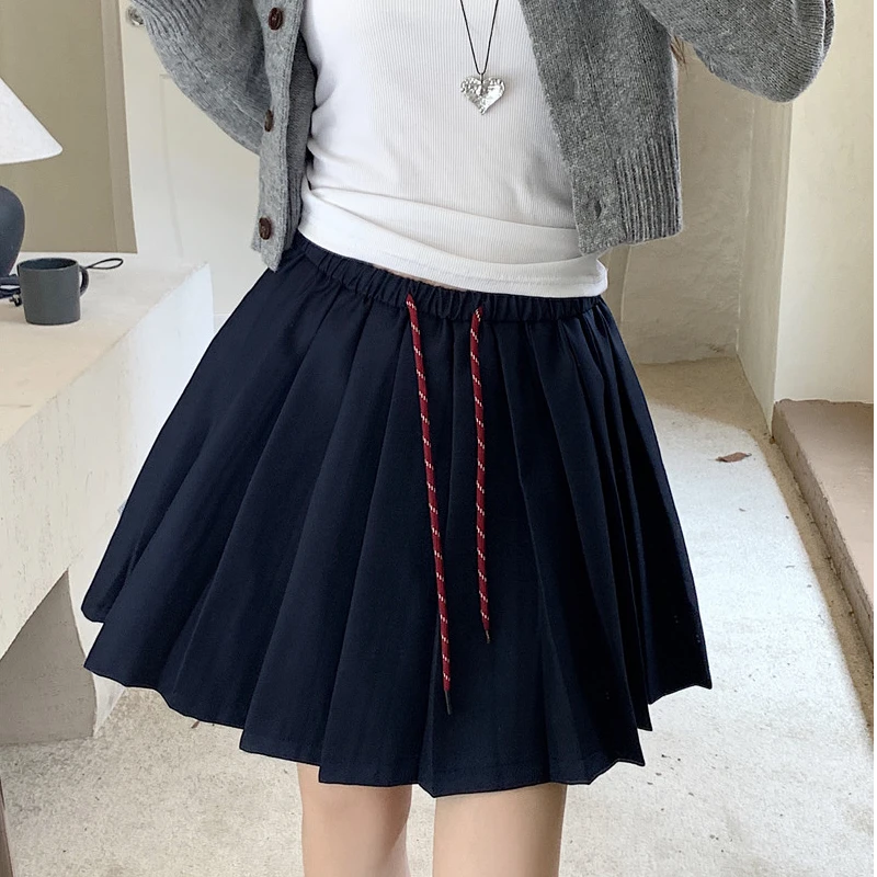 防走光/2024秋季新款半身裙时尚抽绳松紧腰百搭减龄显廋百褶裙女