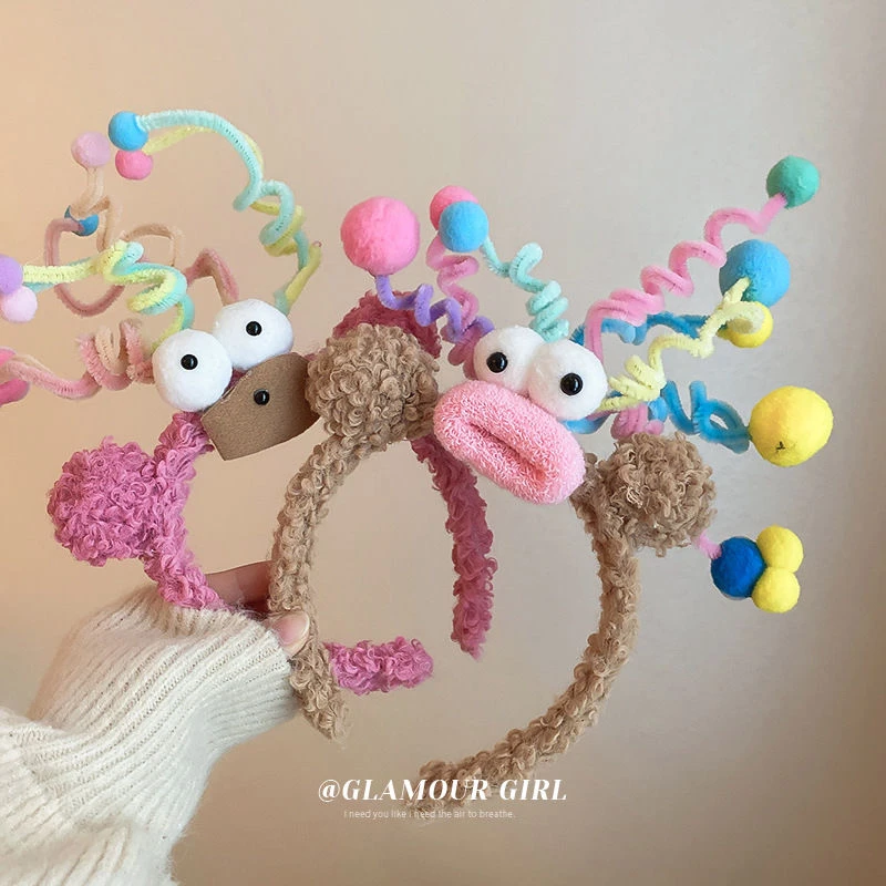 超萌搞怪生日发箍网红可爱扭扭棒头箍百搭化妆洗脸弹簧头箍甜美