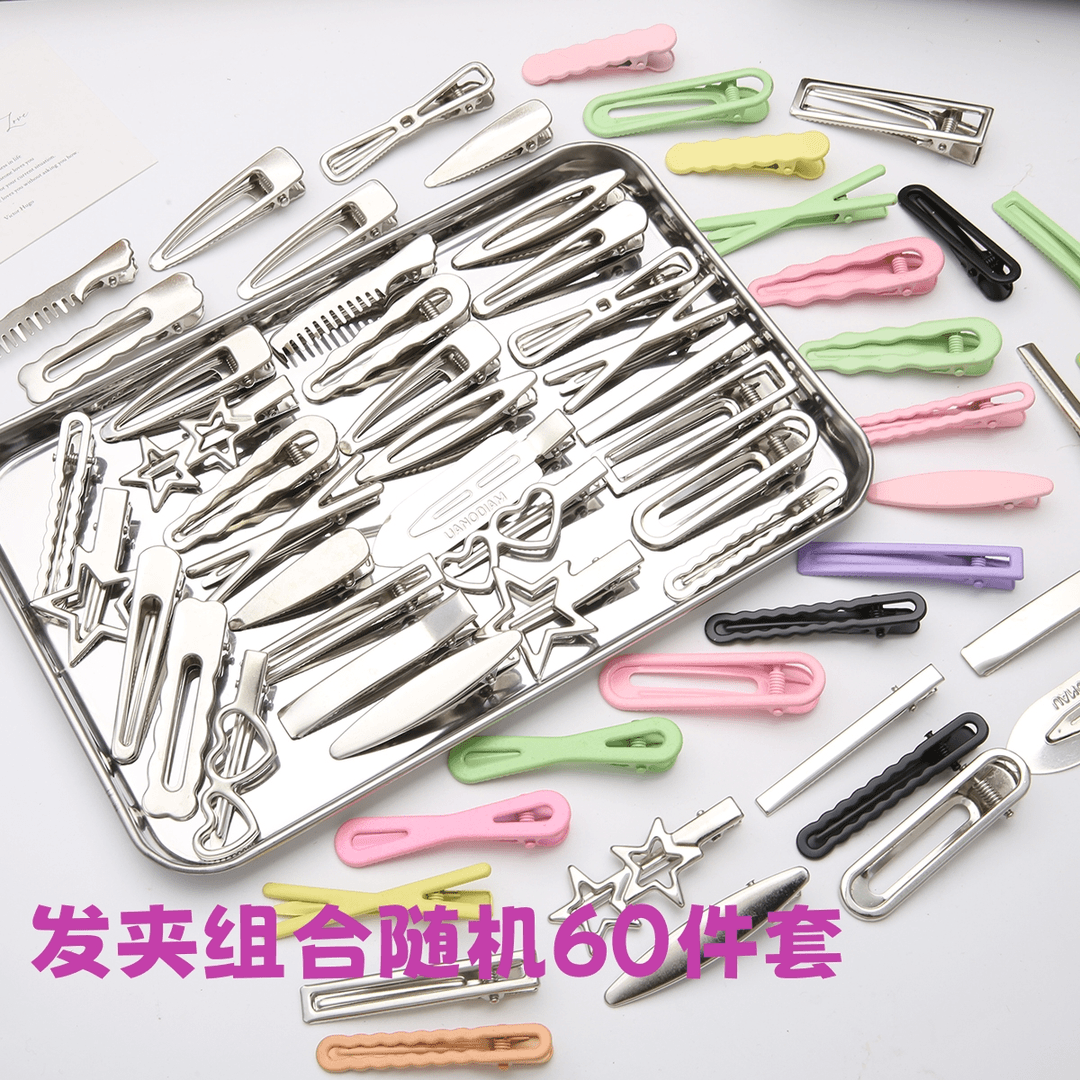 发夹随机60个装合金发卡多巴胺刘海夹Y2K甜酷辣妹侧边夹鸭嘴夹