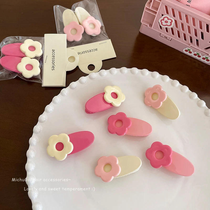 花朵碎发夹小夹子夹头发侧边小巧可爱糖果色少女心彩色边夹新款