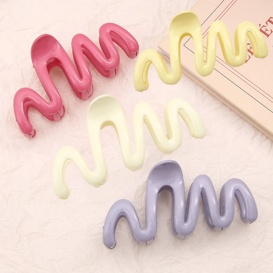 【波浪抓夹4个】奶油色不规则盘头发抓夹彩色鲨鱼夹气质网红发夹