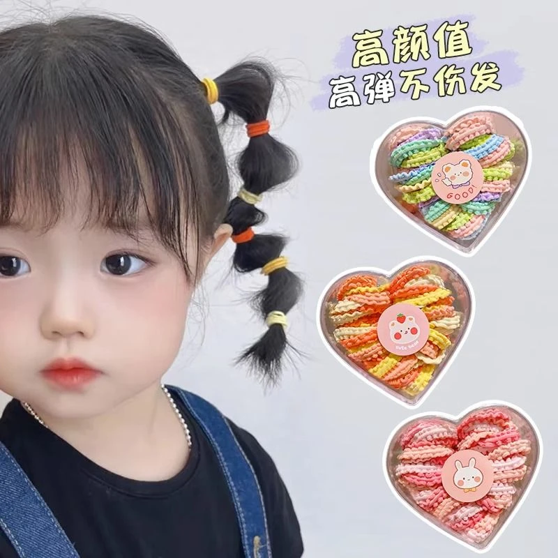 儿童皮筋不伤发彩色盒装皮筋儿童小女孩新款儿童花边发圈宝宝头绳