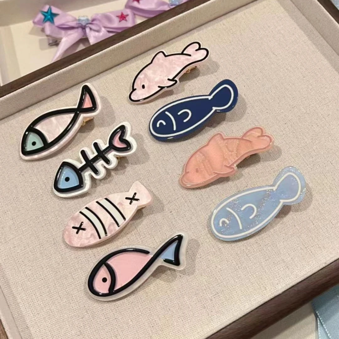 （8支小鱼发夹）卡通小鱼海豚发夹少女心多巴胺童趣儿童发卡刘海夹
